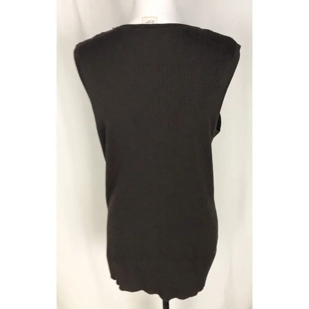Josephine Chaus Silk Rayon Womens Brown Sleeveless Stretch Knit Top Size 3 - Picture 5 of 7